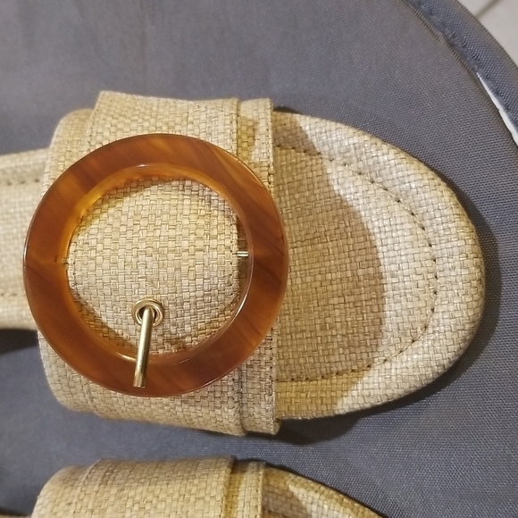 💕CULT GAIA💕 Nelly Sandal Tan Natural Raffia Open Toe Mule Low Heel 60s 39 NWT - Picture 7 of 16